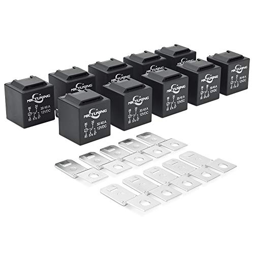 MICTUNING DC 12V 30 y 40 Amp 5 pin SPDT Relay de Reemplazo de Barra de Luz LED(Paquete de 10)