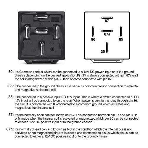 MICTUNING DC 12V 30 y 40 Amp 5 pin SPDT Relay de Reemplazo de Barra de Luz LED(Paquete de 10)
