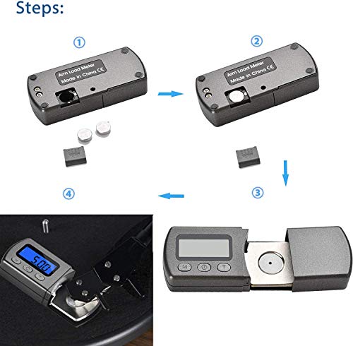 Mini tocadiscos digital de alta precisión, indicador de escala de fuerza, 0.01g / 5.00g, retroiluminación LCD azul para cartucho de fono de brazo de tono