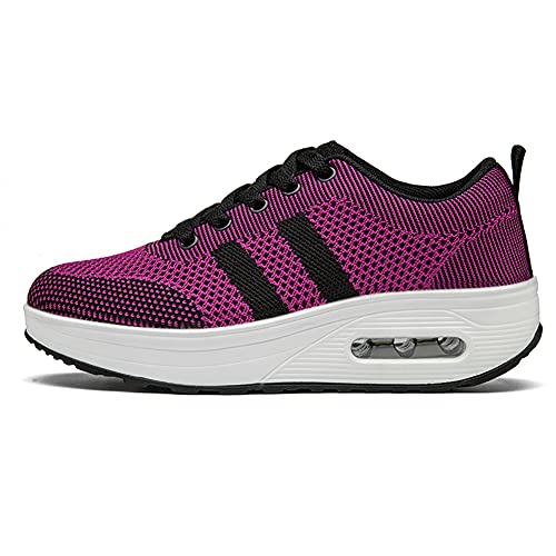 Minjet Mujer Malla Zapatos para Caminar Plataforma Calzado Deportivo de cuña Casual Mocasines Running Transpirable Ligero Zapatillas