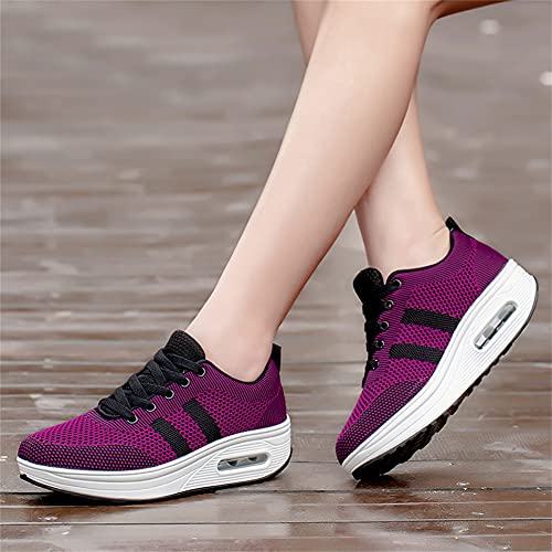 Minjet Mujer Malla Zapatos para Caminar Plataforma Calzado Deportivo de cuña Casual Mocasines Running Transpirable Ligero Zapatillas