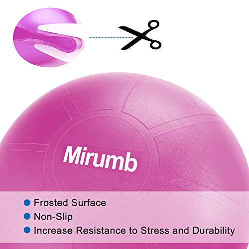 Mirumb Pelota de Ejercicio, Massage Balls Pelota de Pilates Yoga Ball 75CM 65CM 55CM con Bomba Anti Explosión para Fitness, Embarazo,Oficina,Silla de Equilibrio,Gimnasio