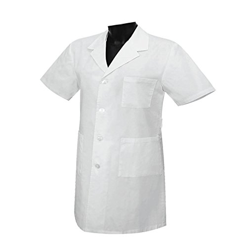 MISEMIYA - Bata Unisex Cuello Solapa Mangas Cortas Uniforme Laboral CLINICA Hospital Limpieza Veterinaria SANIDAD HOSTELERÍA - Ref:8162 - M, Blanco