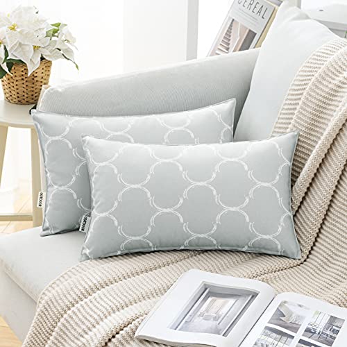 MIULEE Funda de Cojines Funda de Almohada Dibujo Geométrica Almohadas Decorativas Cómodas Impermeable Decoración para Sofá Silla Cama Dormitorio Oficina Exterior 2 Piezas 30x50 cm Gris Claro