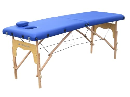 Mobiclinic, Camilla de masaje Plegable, CM-01 Basic, Mesa de Masaje, Camilla de masaje profesional, portátil, madera, 2 cuerpos, Marca Española, Regulable, 180x60 cm, Azul