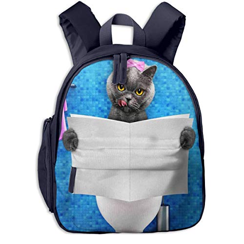 Mochilas Infantiles, Bolsa Mochila Niño Mochila Bebe Guarderia Mochila Escolar con Gato Sentado Inodoro chismes para Niños De 3 a 6 Años De Edad