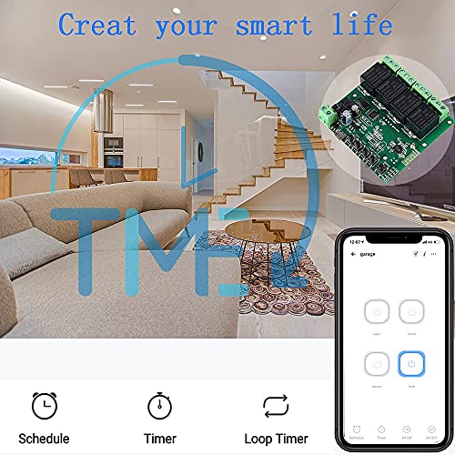 Módulo WiFi Inteligente de 4 Canales, relé Inteligente de 12 V para Tuya Alexa para Goolge Home Tuya, Control de la aplicación, inmovilización inalámbrica, autobloqueo