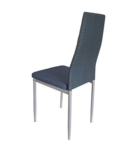 MOG CASA - Conjunto de 2, 4 o 6 sillas de Comedor con Patas metálicas y tapizadas de Piel sintética alcochado - Dimensiones 42x42x98cm (Azul, 4)