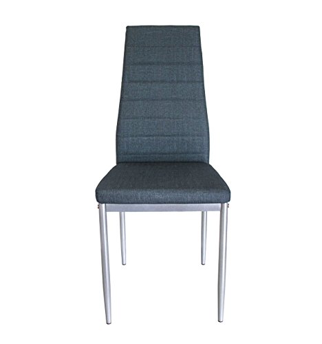 MOG CASA - Conjunto de 2, 4 o 6 sillas de Comedor con Patas metálicas y tapizadas de Piel sintética alcochado - Dimensiones 42x42x98cm (Azul, 4)