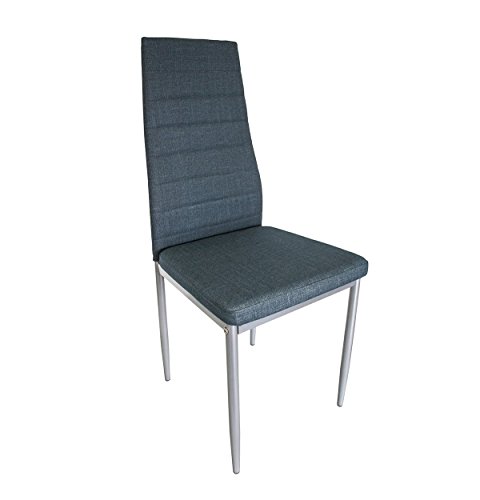 MOG CASA - Conjunto de 2, 4 o 6 sillas de Comedor con Patas metálicas y tapizadas de Piel sintética alcochado - Dimensiones 42x42x98cm (Azul, 4)