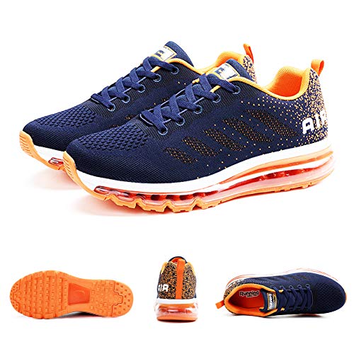 Monrinda Unisex Zapatillas de Deporte Mujer Deportivo Zapatos para Correr Hombre Runing Sports Trainers Gimnasio Air Cushion blueorange 43EU