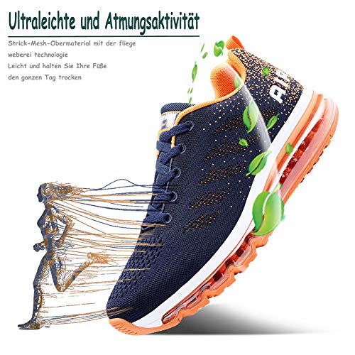 Monrinda Unisex Zapatillas de Deporte Mujer Deportivo Zapatos para Correr Hombre Runing Sports Trainers Gimnasio Air Cushion blueorange 43EU