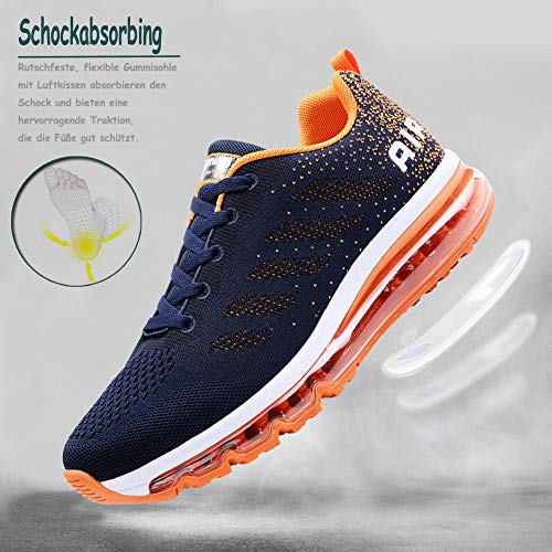 Monrinda Unisex Zapatillas de Deporte Mujer Deportivo Zapatos para Correr Hombre Runing Sports Trainers Gimnasio Air Cushion blueorange 43EU