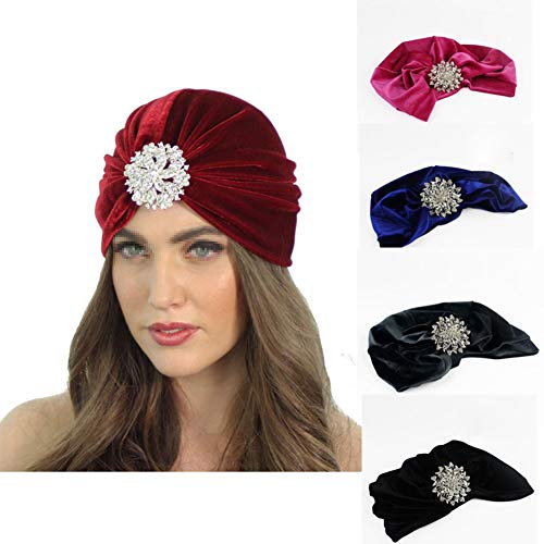 MoreChioce Musulmana Sombrero Retro Bandana Cap,Mujer Turbante Sombrero Head Wrap Headwear para Cáncer,Quimioterapia,Pèrdida de Pelo,Negro