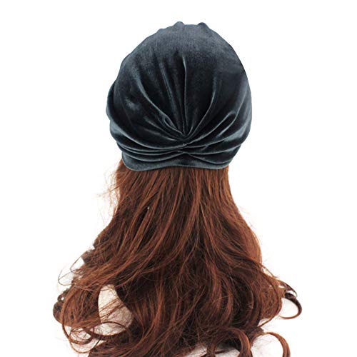 MoreChioce Musulmana Sombrero Retro Bandana Cap,Mujer Turbante Sombrero Head Wrap Headwear para Cáncer,Quimioterapia,Pèrdida de Pelo,Negro