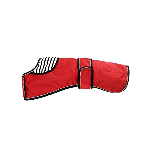 MOREZI Chubasquero para Perro, Impermeable y Transpirable, Cuello alzado Plegable, con Hook Loop y Orificios para cinturón de Seguridad, Apto para Perros medianos y Grandes-Rojo-XL