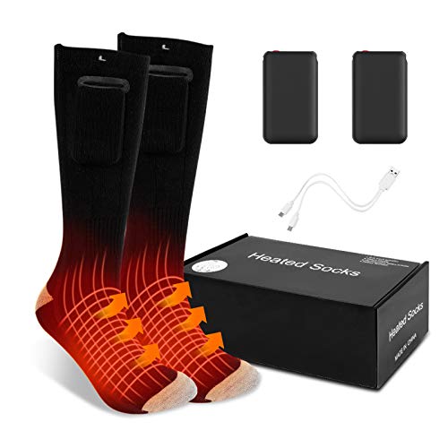 MOSINITTY Calcetines Térmicos Recargables, 9 Horas Calcetín Calefactor de pie Completo 3 Modos de Calentamiento Modal+Cachemira Capas Dobles Calentadores de pies Impermeables para Esquiar Camping