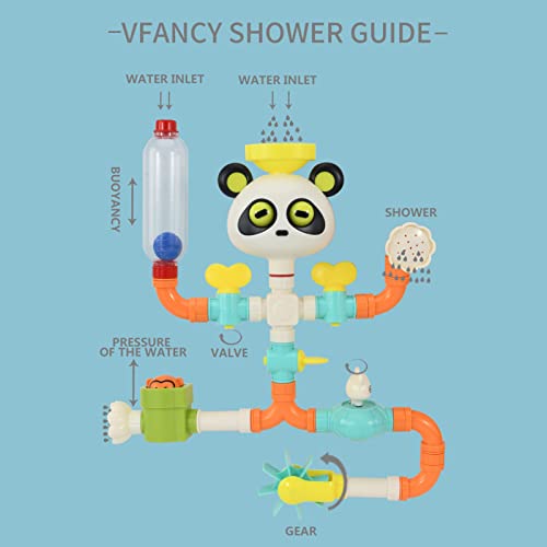 Mr.LQ Juguete De Baño, Lindos Juguetes Divertidos para La Hora del Baño con Ventosas para Bañera Juguete De Pared De Baño con Estación De Cascada De Accesorios para Niños