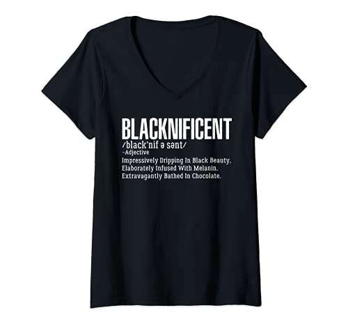 Mujer Blacknificent Impresionante Negro Belleza Negro Historia Mes Camiseta Cuello V