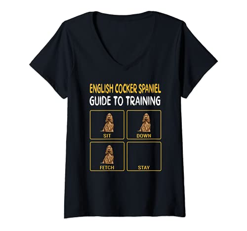 Mujer Divertido Inglés Cocker Spaniel Guía Para Entrenar La Obediencia Del Perro Camiseta Cuello V