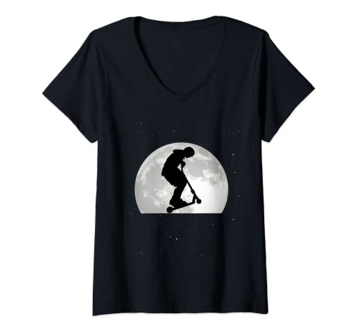 Mujer Scooter Luna Scooter de acrobacias Camiseta Cuello V