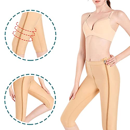 Mujeres Liposuccion Moldeadora de Piernas, Cintura Alta Ajustable Compresión Polainas Medias de Control de Abdomen, Una Pieza Cremallera (Color : Skin, Size : M)