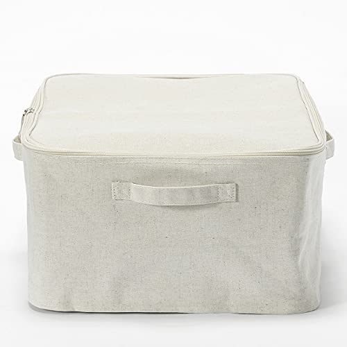 MUJI Caja de Almacenamiento de Tela Suave de Poliéster, Lino y Algodón, con Tapa, XL