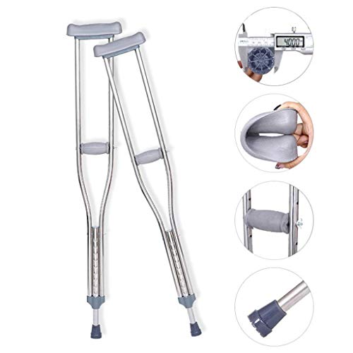 Muletas Muletas para caminar altos para adultos (par), Muletas de axilas de acero inoxidable ligeras médicas con altura Walker no resbalador retráctil Ajustable