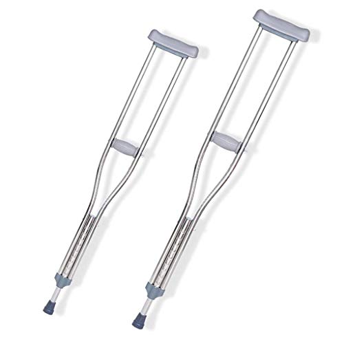 Muletas Muletas para caminar altos para adultos (par), Muletas de axilas de acero inoxidable ligeras médicas con altura Walker no resbalador retráctil Ajustable