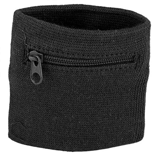 Muñequera deportiva, cremallera para entrenamiento, billetera para gimnasio, bolsa para la muñeca, bolsillo transpirable, muñequera, billetera para correr, ciclismo, deportes, monedas, (black)