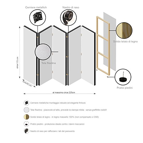 murando Biombo 225x172 cm de Impresion Bilateral en el Lienzo de TNT Decoracion Foto Biombo de Madera con Imagen Impresa Separador Grande Home Office l-A-0001-z-c