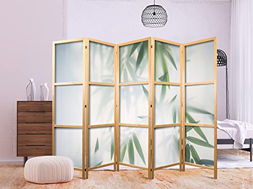 murando - Biombo XXL XXL Green Bambu Naturaleza Zen SPA 225x171 cm 5 Paneles Lienzo de Tejido no Tejido Tela sintética Separador Design de Moda Home Office Japón b-B-0591-z-c