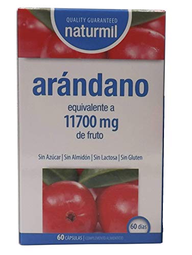 Naturmil Arándano rojo 60 capsulas 11.700 mg + Vitamina C por capsula ALTA CONCENTRACIÓN, previene y alivia las infecciones urinarias, fuente de vitamina C, mejora la salud de tus riñones