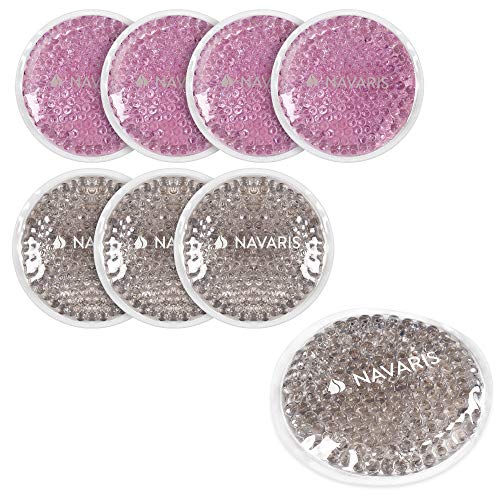 Navaris 8x Compresa de gel frío calor - Set de almohadillas para calentar en microondas y enfriar en congelador - Bolsas reutilizables - Rosa y gris