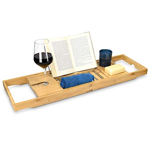 Navaris Bandeja Plegable para Cama - Mesa de bambú para bañera y sofá con Patas - Bandeja con Soporte para Poner Varios Objetos - Mesilla Auxiliar