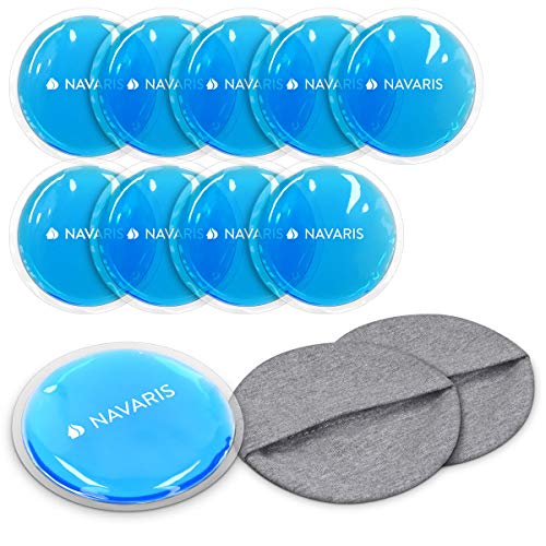 Navaris Set de 10x compresa de gel - Juego de almohadillas reutilizables - Bolsas de gel para aplicar calor y frío - Incluye 2x funda de algodón