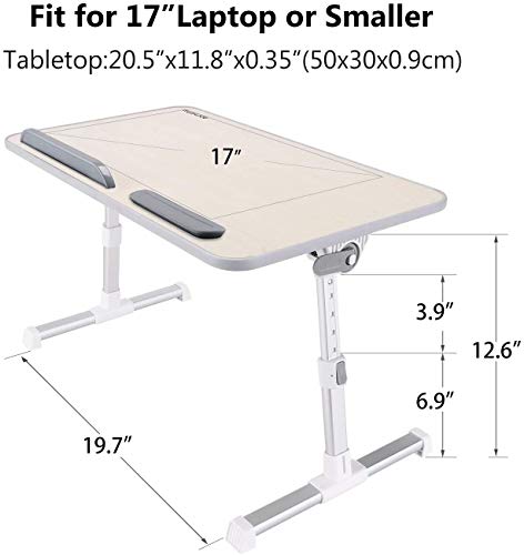 NearPow Mesa de Cama para Portátil Ajustable, Plegable Sofá Mesa de Desayuno, Mesa Plegable Ordenador, Mesa Plegable Lectura para Niños (Blanco)