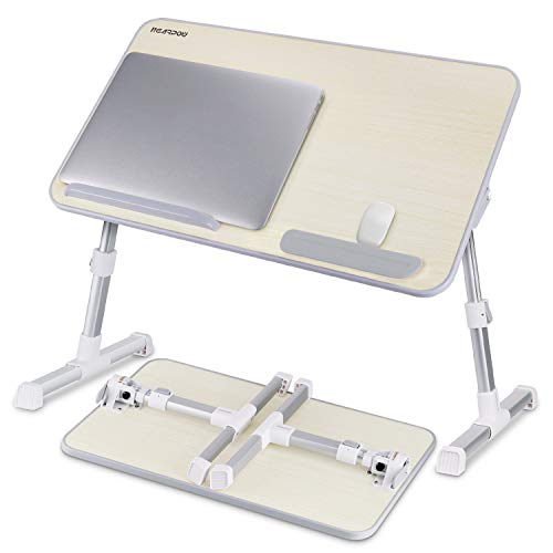 NearPow Mesa de Cama para Portátil Ajustable, Plegable Sofá Mesa de Desayuno, Mesa Plegable Ordenador, Mesa Plegable Lectura para Niños (Blanco)