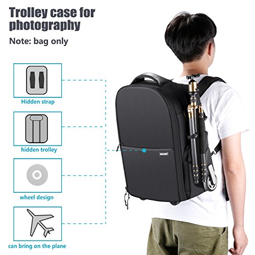 Neewer 2-en-1 Mochila Convertible con Ruedas Anti-Choque Compartimiento Acolchado Desmontable Impermeable Durable para Cámara / Trípode/ Lente