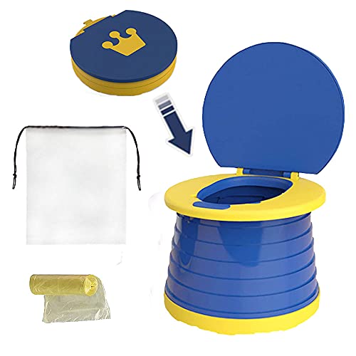 NETT Asiento Inodoro Plegable,Bebé Inodoro Plegables,Inodoro Infantil Plegable,Inodoro Portátil para Niños,Inodoro de Viaje para Interiores y Exteriores para Bebés con Bolsa de Viaje (azul)