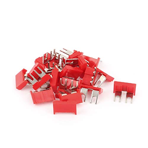 NEW LON0167 400V 10A 2 Posiciones Pre aislamiento en ángulo recto Terminal Puente Tira Tenedor Rojo 20pcs(400-V 10A 2 Positionen vor isolierten rechtwinkligen Terminal Jumper Streifen Gabel rot 20pcs