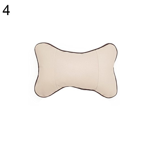 newhashiqi Reposacabezas de coche, Cuatro Estaciones Universal de Cuello Almohada de la Cabeza Cojín Asiento de Color Sólido Hueso Auto Partes Beige