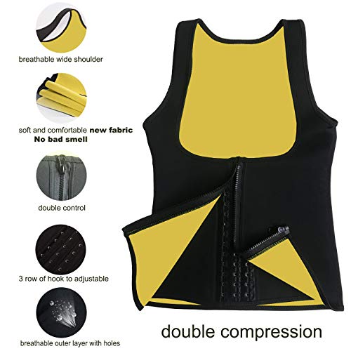 NHEIMA Chaleco Neopreno Sauna Mujer Fajas Reductoras Adelgazantes Mujer Compresion Sudoración para Adelgazar Reducir Cintura y Abdomen para Deporte Fitness (3XL, Amarillo)