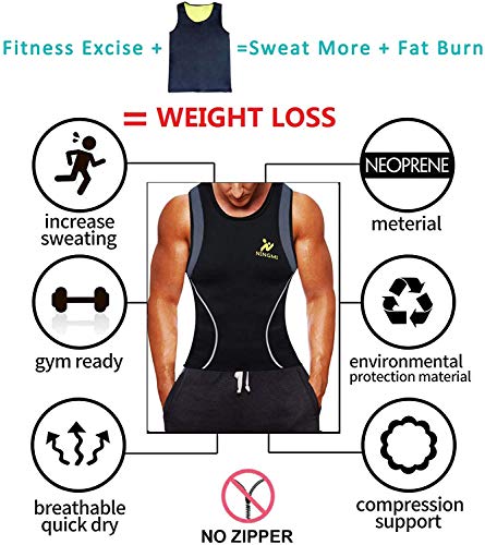 NINGMI Chaleco Sauna Hombre Entrenador Cintura de Neopreno Fajas Reductoras Efecto Camiseta para Correr