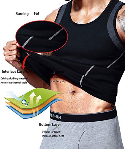 NINGMI Chaleco Sauna Hombre Entrenador Cintura de Neopreno Fajas Reductoras Efecto Camiseta para Correr