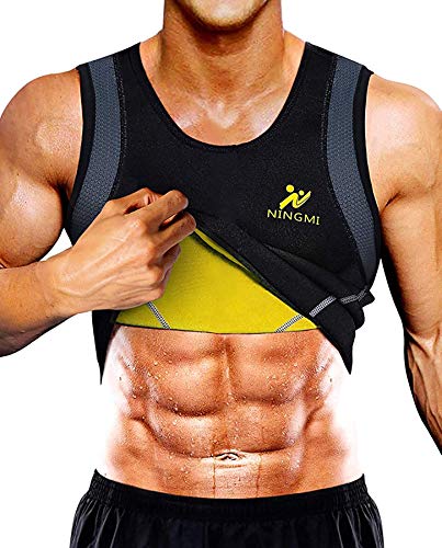 NINGMI Chaleco Sauna Hombre Entrenador Cintura de Neopreno Fajas Reductoras Efecto Camiseta para Correr