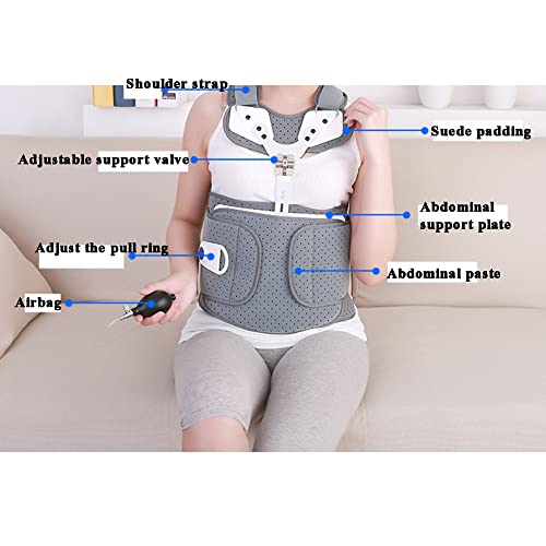 Nlight Ortesis De Espalda Torácica Ortesis Fija Toracolumbar,Postoperatoria Fija Ortesis Torácica Fijación De La Columna Soporte Lumbar Toracolumbar con Bolsa De Aire Inflable,M