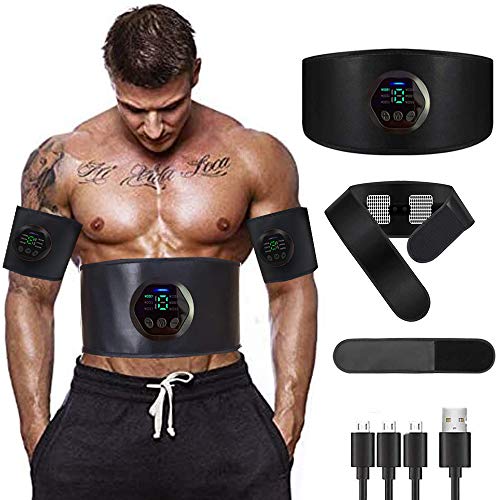 NOBRAND Electroestimulador Muscular Abdominales, USB Recargable EMS Estimulador Muscular Abdominales, para Abdomen/Cintura/Pierna/Brazo no Necesita Almohadillas ni Gel