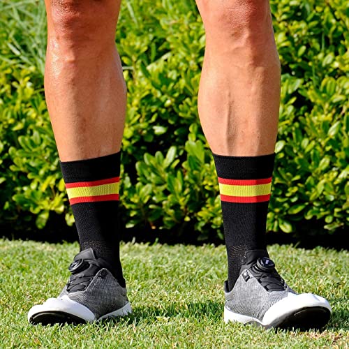 NORTEI - Calcetines Bandera España para Ciclismo, MTB y Running de Meryl para hombre y mujer – Spain (M, Negro)