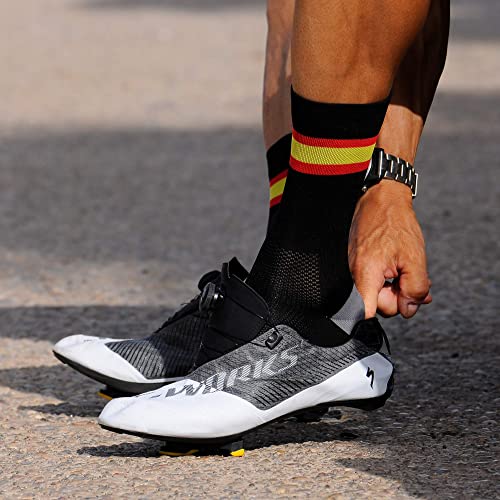 NORTEI - Calcetines Bandera España para Ciclismo, MTB y Running de Meryl para hombre y mujer – Spain (M, Negro)